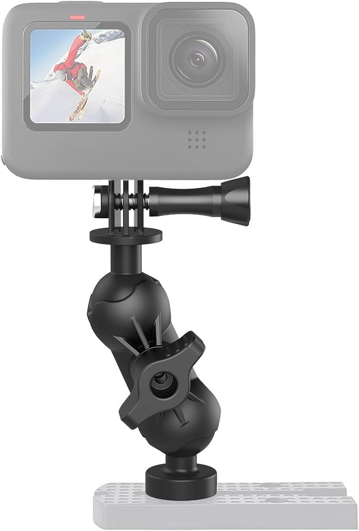 Universal Kayak Action Camera Mount 360 Degree Adjustable Kayak Rail Track Camera Holder Compatible with GoPro Three-Prong Mounts