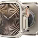 Metal Case for Apple Watch Series 10 46mm, [Turn into Ultra Style] Rugged Protective Bumper with Raised Edge Screen Protection for iWatch 46 mm with Back Cover, Original Titanium