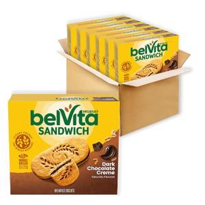 belVita Breakfast Bar Biscuit Sandwiches, Dark Chocolate Creme, 30 Total Packs, 6 Boxes (2 Biscuits Per Pack), Best Before 10/01/2025