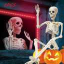 2 Pcs 36" Halloween Skeleton Decorations, 3Ft Realistic Full Body Movable Posable Joints, Plastic Decors for Party Haunted House Yard Supplies
