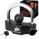 METOWARE Universal Trailer Coupler Lock, Adjustable Heavy-Duty Trailer Htich Locks Fit 1-7/8 Inch, 2 Inch, 2-5/16 Inch Couplers with 2 Keys Black