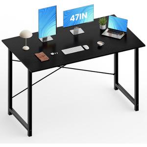 OLIXIS 47 Inch Home Office Desk, Small Computer Work Table with X-Shaped Reinforcement, Home Simple Modern Writing Study Table, Black