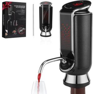 Luxurious 4-in-1 Electric Wine Aerator, Decanter, Dispenser & Vacuum Saver with LED Display - Wine Pourer Gift for Women and Wine Lovers (Galaxy Black)