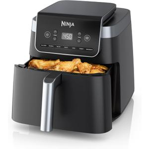 Ninja | Air Fryer Pro XL | 6.5QT Capacity fits up to 9lbs of Wings| 7-in-1 Max Crisp, Broil, Air Fry, Roast, Bake, Reheat & Dehydrate | Dishwasher Safe Parts | Space Saving | Grey | AF182AMZ