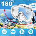 Snorkeling Gear for Adults, Dry Top Snorkel Set with Panoramic Anti-Leak and Anti-Fog Tempered Glass Lens, Adjustable Snorkeling Set for Scuba Diving Swimming Training Snorkel Kit