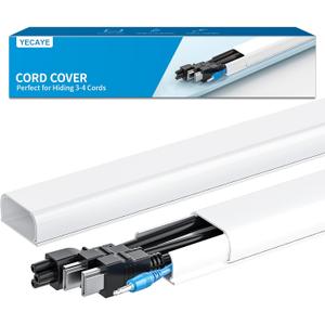 Yecaye 142in Wall Cord Hider for 3-4 Cords, On-Wall Cord Cover Channel, Cable Concealer, Cable Cover Cords Management for Home Office, W1.18in H0.63in, White