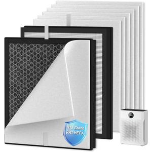 FFsign PR1 Replacement Filter Compatible with Mooka Mode PR1 Air Puri-Fier, 2 Pack H13 True HEPA Activated Carbon Filters, 6 Pack Washable Pre-Filter