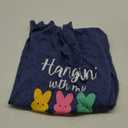 Ykomow Happy Easter Shirts for Women Hangin with My Peeps T Shirt Cute Easter Bunny Outfit Tees (Large, Navy)