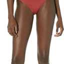 Amazon Essentials Women's Side Tab Bikini Swimsuit Bottom (Large, Brick Red)