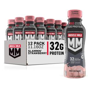 Muscle Milk Pro Advanced Nutrition Protein Shake, Slammin' Strawberry, 11.16 Fl Oz (Pack of 12), 32g Protein, 1g Sugar, 16 Vitamins & Minerals, 5g Fiber, Bottled Liquid, Gluten Free Best Buy March 26, 2026
