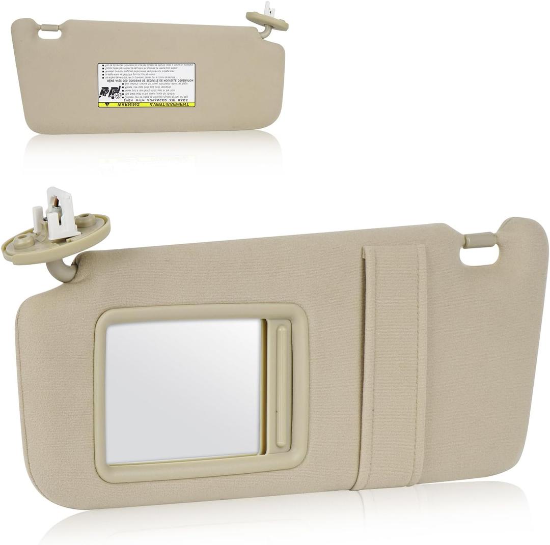 Left Driver Side Sun Visor with Light for Toyota Venza 2009 2010 2011 2012 2013 2014 2015 2016, Replace 74320-0T021-A1, with Sunroof (Beige)