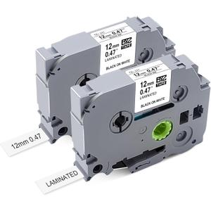 TZe-231 Replace for Brother P Touch Label Maker Tape 12mm 0.47 Laminated WhiteTze-2312pk Black Ink on White Tape for PT-H103w H110 D210 D220 D400 1180 1280 1890 2040,8m 26.2ft