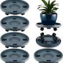 5 Packs Large Plant Caddy with Wheels 13" Rolling Wheeled Plant Stands Heavy-Duty Plastic Flower Pot Roller Base Movers Indoor Outdoor Planter Dolly with Casters Trolley, Grey (Gray)