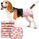 Dono Dog Diapers Female, Disposable Doggie Diapers, Super Absorbent Puppy Diapers with Adjustable Tail Hole, Wetness Indicator for Cats Doggy in Heat Period, Medium, 16 Count