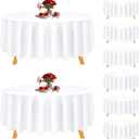 Personalize Pro 8 Pack White Round Tablecloths 130 Inch Washable Polyester Fabric Tablecloths for Wedding, Banquet, Restaurant, Buffet, Parties and Camping