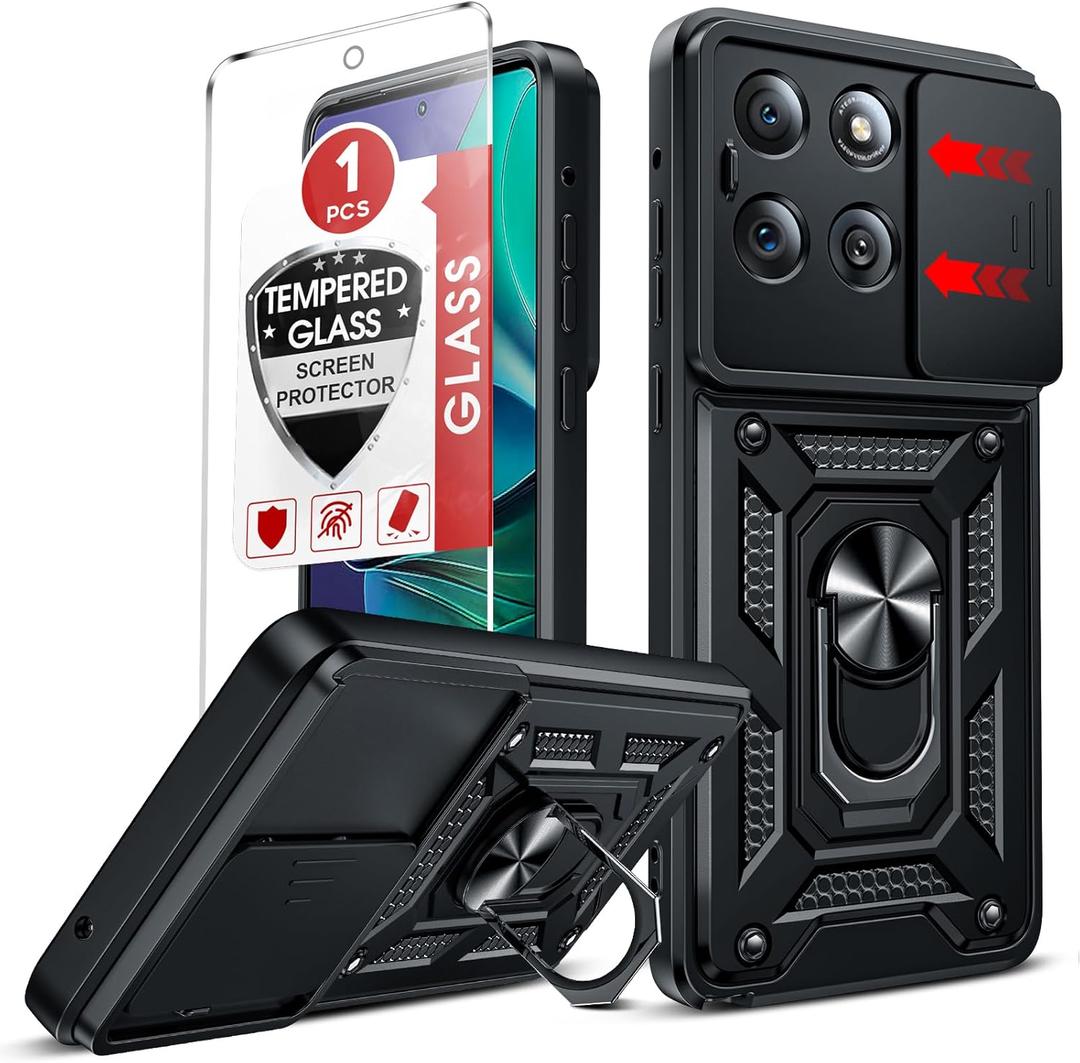 LeYi for Moto G-Stylus-2025 Case:      Motorola G Stylus 2025 Case with Screen Protector, Military-Grade Protection with Kickstand for Motorola Stylus 5G 2025 Case, Black