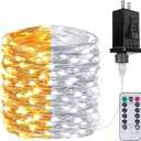 Warm White  Cool White 66Ft 200LED Christmas Fairy Lights Plug in with Remote, Waterproof String Lights Outdoor Indoor 8 Modes with Timer, Twinkle Lights for Girl's Room Garden Christmas Decorations