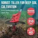 Cordless Tiller Cultivator Compatible with Milwaukee 18V Battery (Tool Only), 310RPM Electric Rototiller Garden Tools with 40 Steel Tines, 9.1In Tilling Width & 6.3In Depth, Folding Design