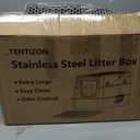 TENTIZON Stainless Steel Cat Litter Box with Lid, Large Covered Enclosed Kitty Litterbox with Hood, Flip Top, High Side, Litter Mat, Scoop for Big Cats, Kitten, No Odor, No Mess, Easy Clean, Grey