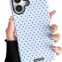 Compatible with iPhone 17 Case, Simple Cute Polka Dot Phone Case with Shockproof Soft TPU and Hard PC Protective Phone Cover for Women Designed for iPhone 17 6.3", Blue