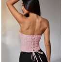 MakeMeChic Women's Renaissance Corset Bustier Tops Shapewear Strapless Top (Pink, M)