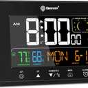 Geevon Digital Atomic Alarm Clocks for Bedrooms with 2 USB Ports, Color VA Display Atomic Clock with Indoor Temperature and Humidity, DST, Calendar, and Moon Phases for Seniors Elderly