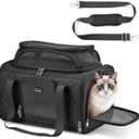 Cat Carrier Airline Approved 17x11x9.5 Inches, Top Expandable Soft Sided Pet Travel Carrier for Cats & Small Dogs, Fits Under Airline Seat with Locking Zippers, Black