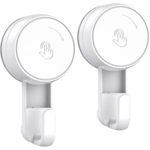 LUXEAR Heavy Duty Waterproof Shower Hooks 2 Pack - Suction Hook, No Drill Damage-Free Removable Reusable Wall Hooks for Bathroom Kitchen Towel Bathrobe Loofah Shower Hooks (Max Load 11LB/5KG)