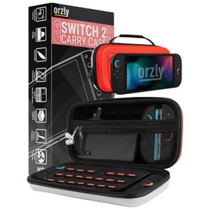 Orzly Case Compatible with Nintendo Switch 2 – Protective Travel Carry Case with Screen Padding, Game Card & microSD Slots, Zipped & Open Pockets for Accessories – 7.9" Gift Boxed
