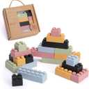 bopoobo Stacking Toys Soft Building Blocks, Silicone Montessori Educational Toy Toddler Sensory Learning, Baby Bath Toys, Girls Boy Gifts for Kids Age 1 2 3 Years Old (5 Color)