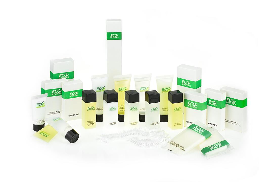 ECO Amenities 75 PIECE Hotel Toiletries Set - 5-in-1 Travel Toiletries include 30ml Shampoo, Conditioner, Body Lotion, Body Wash, and 28g Soap (15 each) - Perfect for Hotels, AirBnB, and Hospitality (1oz, 75) (1 Ounce)