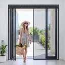 72x80 inch Sliding Magnetic Screen Door with Curtain Track, Retractable Fiberglass Mesh for Wide Patio & French Doors, 4cm Widened Top, Pet & Kid Friendly