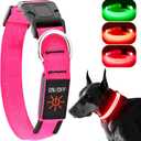 Light Up Dog Collar at Night, Led Dog Collar Adjustable, Rechargeable Waterproof, Dog Lights for Night Walking, Glow in The Dark Collar Light for Medium Large Dogs (Rose Red)