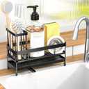 masadi Sink Organizer Caddy Countertop for Kitchen, Black Dish Sponge Holders, Instant Dry Brush Holders, Kitchen Storage Organziation Essentials and Decor