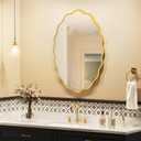 Gold Oval Wavy Mirror 2028inch, Irregularly Shaped, Unique Vanity Mirror, Wall Mirror for Bathroom, Living Room, Bedroom, Entryway