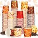 Maxcheck 300 Pcs Fall Thanksgiving Paper Cups 4 oz Disposable Coffee Espresso Cups Pumpkin Maple Leaves Paper Cups 6 Styles Autumn Drink Drinkware for Chocolate Tea Cocoa Beverage Harvest Party Office