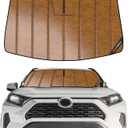 Pigenius Windshield Sun Shade for Toyota RAV4 2019-2025, RAV4 Prime 2021-2024 Custom Fit Front Window Sunshade - Leather