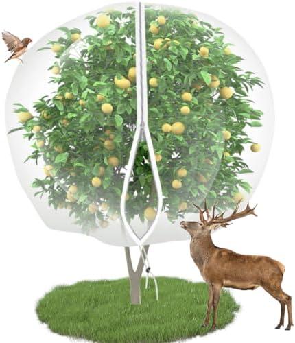 10'x10' Large Fruit Tree Netting Cover for Squirrels and Birds with Zipper, Fruit Tree Covers to Protect Fruit from for Fruit Trees (White)