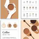 NCYEL 4pcs Modern Minimalist Coffee Wall Art Kitchen Coffee Shop Pictures Simple Home Decor Aesthetic Posters Neutral Brown and Beige Bar Decor 12x16 Inch