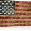 Vintage American Flag Canvas Print Wall Art - Patriotic Retro USA Flag Star Stripes - Wall Decor Modern Artwork Paintings Pictures for Living Room Stretched and Framed Ready to Hang - 24" x 36"