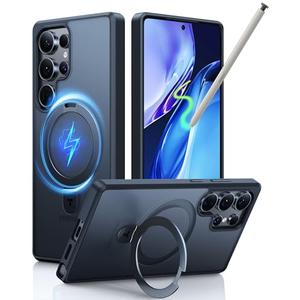 TORRAS Upgraded Magnetic & Stand for Samsung Galaxy S25 Ultra Case, [Fit for Magsafe] [12FT Mil-Grade Drop Protection] Shockproof Translucent Slim for Samsung Galaxy S25 Ultra Case, Black