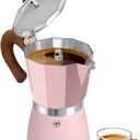 Coffee Maker Stovetop Espresso Maker 6 Cup Aluminum Moka Pot Percolator 10oz 300ml Easy Brewing for Electric Ceramic Stoves Home Camping Italian Cuban Caf Classic Pink