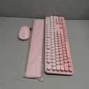 Wireless Keyboard and Mouse Combo, Magnetic Soft-Touch Wrist Rest, Round Keycaps, Full-Size Retro Typewriter Keyboard, 2-Stage Tilt Legs, Auto Sleep, 2.4GHz Cordless for Windows PC, Blush Pink Ombre