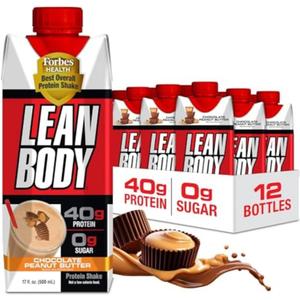 Lean Body Ready-to-Drink Protein Shake, 40g Protein, Whey Blend, 0 Sugar, Gluten Free, 22 Vitamins & Minerals, (Recyclable Carton & Lid - Pack of 12) LABRADA (Chocolate Peanut Butter) (17 Fl Oz (Pack of 12)) Best by March 12 2026