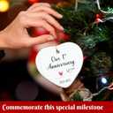 2 x Happy 1st Anniversary Christmas Ornament Gifts for Couple, Wife, Husband, 1 Year Wedding Anniversary 2025 Ornaments for Christmas Tree, Ceramic