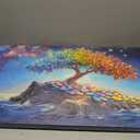 GAFSING Rainbow Colors Tree Wall Art for Living Room Office Fantasy Art Cosmic Ocean Surreal Landscape Tree of life Painting Prints Magical Canvas Artwork Dining Bedroom Decor, 40"L x 20"W