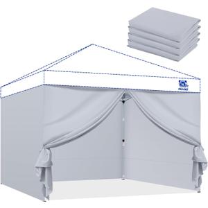 Fanpat Instant 10x10 Canopy Sidewalls for Pop Up Canopy, Waterproof UV Protection Fabric, 4 Packs Sidewalls with Zipper Door for Outdoor Events, Gray(4PCS Sidewalls Only, Canopy Tent Not Included)