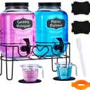 1 Gallon Liquid Laundry Detergent Dispenser with Stand, Glass Laundry Soap Dispenser, Glass Jars for Laundry Room Organization and Storage, Liquid Detergent, Fabric Softener