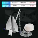 Heavy Duty Boat Anchor Kit, Fluke Style with Chain and Rope Set, Compatible with Pontoon, Deck, Fishing, and Sailboats, Galvanized Steel, 13LB