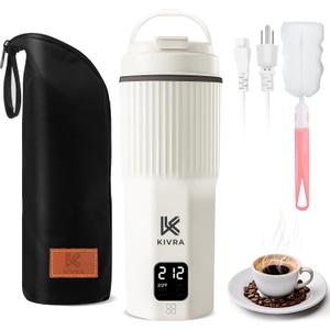 KIVRA Travel Kettle-316 Stainless Steel Portable kettle, 450mL Portable Water Boiler with 6 Temperature Control, Auto Shut Off & Boil Dry Protection, Small Electric Kettle for Global Use (100-240V)
